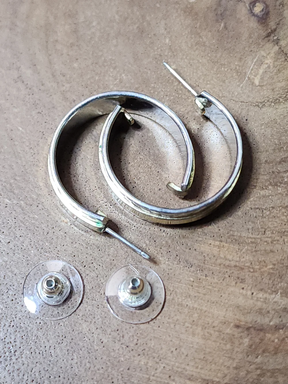 Hammered Hoop Statement Earrings — Silver & Gold Toned
